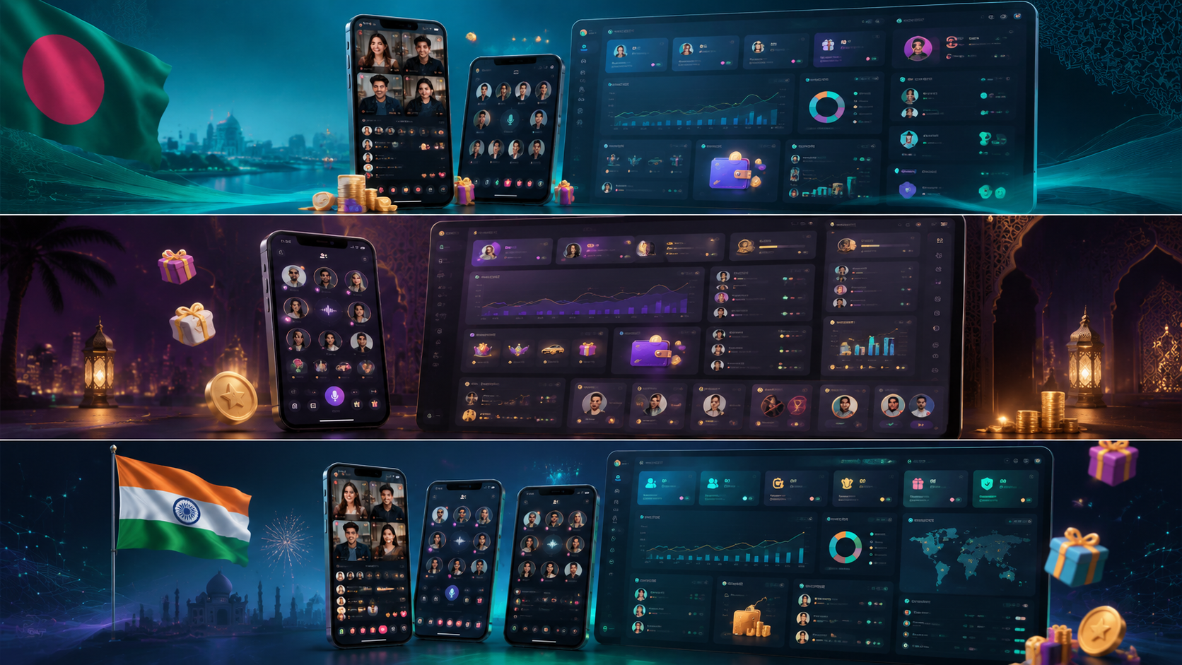 Multilingual live streaming app source code landing pages