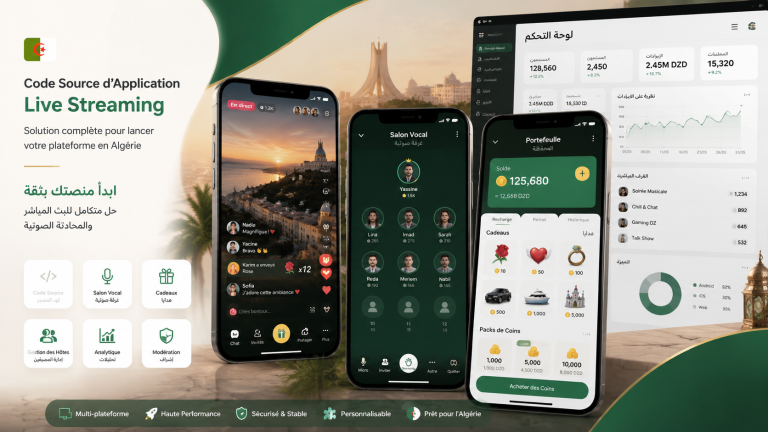 Algeria live streaming app source code product screens